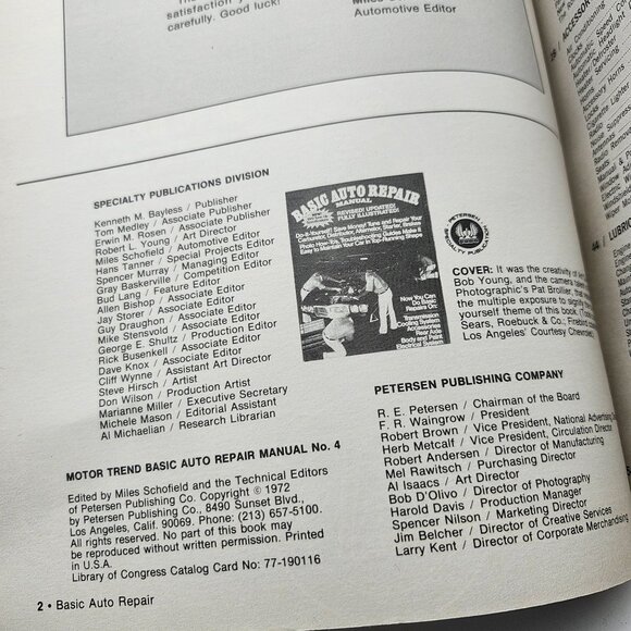 Motor Trend Basic Auto Repair Manual Revised Updated Petersen Publishing 1972 - Picture 3 of 6